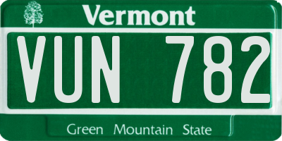 VT license plate VUN782