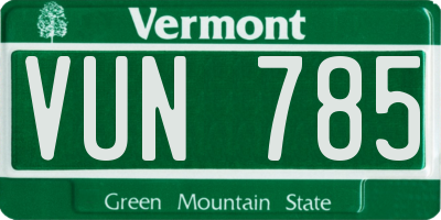 VT license plate VUN785