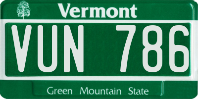 VT license plate VUN786