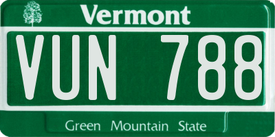 VT license plate VUN788