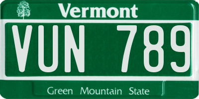 VT license plate VUN789