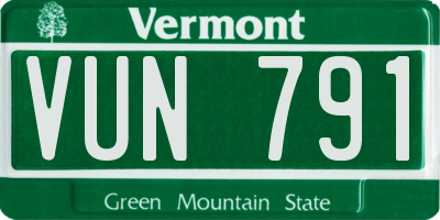VT license plate VUN791
