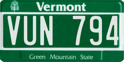 VT license plate VUN794