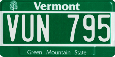 VT license plate VUN795