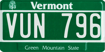 VT license plate VUN796