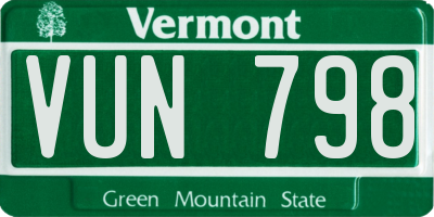 VT license plate VUN798