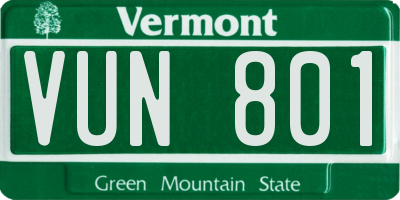 VT license plate VUN801