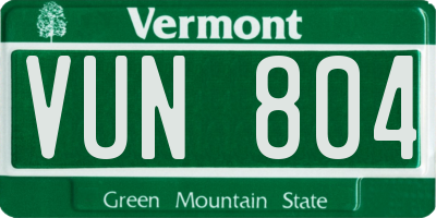 VT license plate VUN804