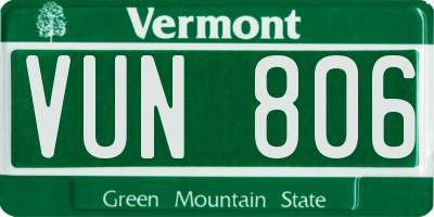 VT license plate VUN806