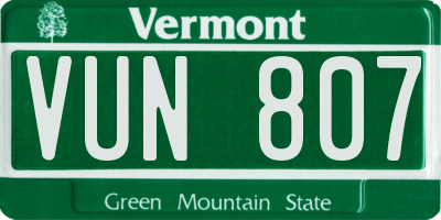 VT license plate VUN807