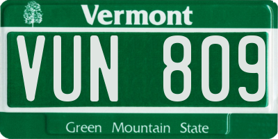 VT license plate VUN809