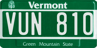 VT license plate VUN810