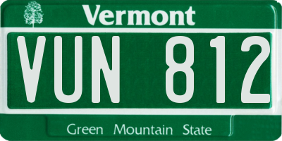 VT license plate VUN812