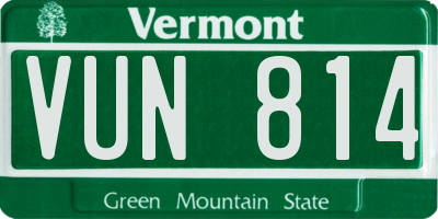 VT license plate VUN814