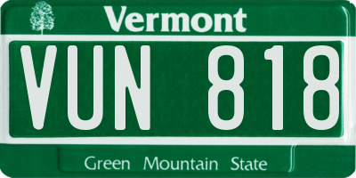 VT license plate VUN818