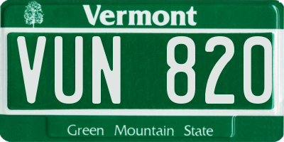 VT license plate VUN820