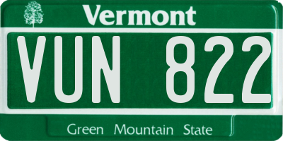 VT license plate VUN822
