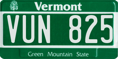VT license plate VUN825