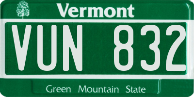 VT license plate VUN832