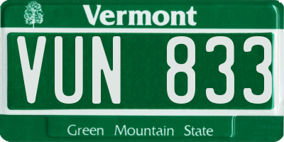 VT license plate VUN833