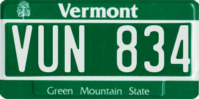 VT license plate VUN834