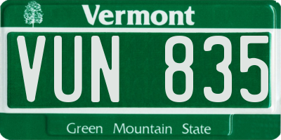 VT license plate VUN835