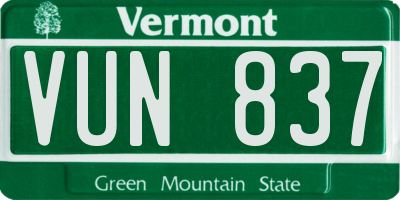VT license plate VUN837