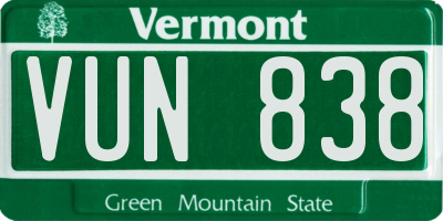 VT license plate VUN838