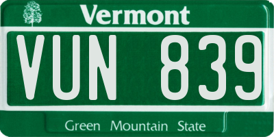 VT license plate VUN839