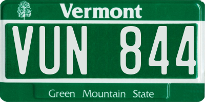 VT license plate VUN844