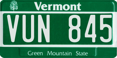 VT license plate VUN845