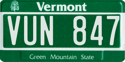 VT license plate VUN847