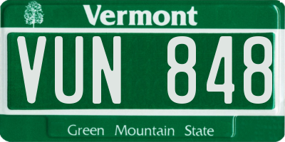 VT license plate VUN848