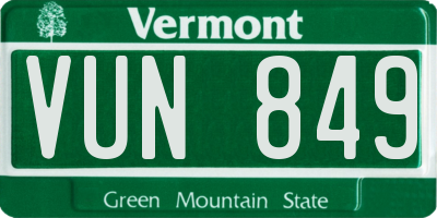 VT license plate VUN849