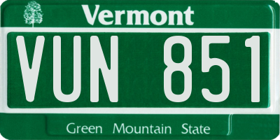 VT license plate VUN851