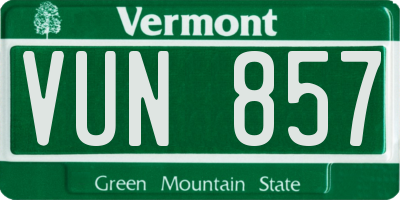 VT license plate VUN857