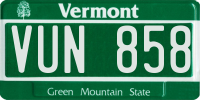 VT license plate VUN858