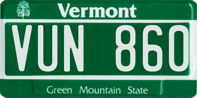 VT license plate VUN860