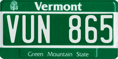 VT license plate VUN865