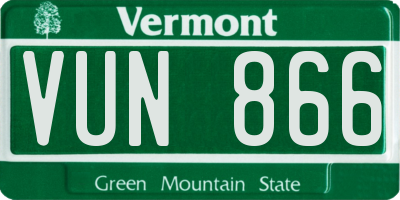 VT license plate VUN866
