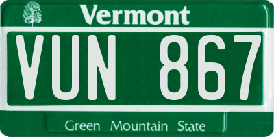 VT license plate VUN867