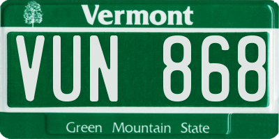 VT license plate VUN868