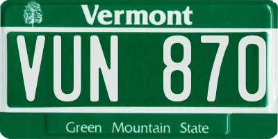 VT license plate VUN870