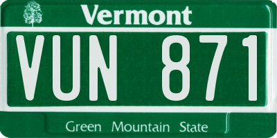 VT license plate VUN871