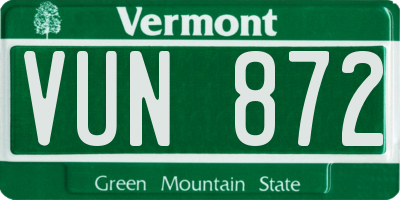 VT license plate VUN872