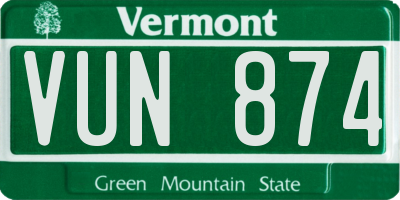 VT license plate VUN874