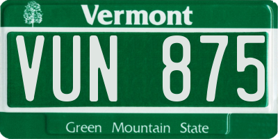 VT license plate VUN875