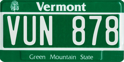 VT license plate VUN878