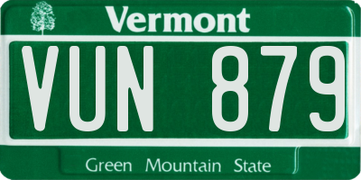 VT license plate VUN879