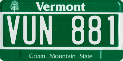 VT license plate VUN881